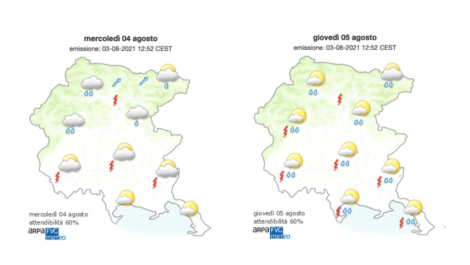 Immagine per Meteo, nuvole e rischio pioggia sul Goriziano fino a domani